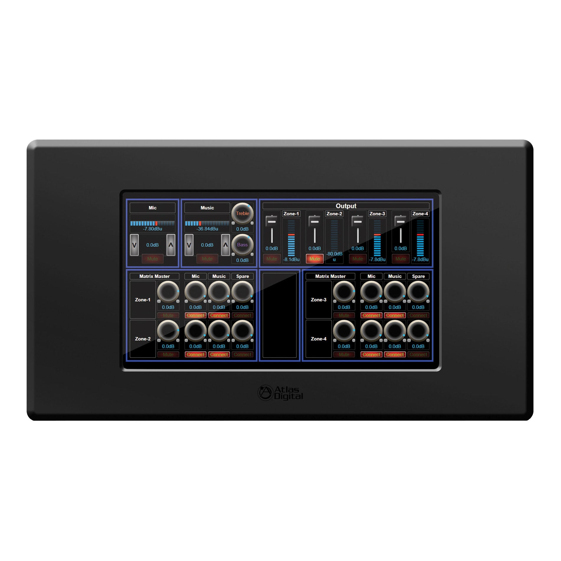 AtlasIED BBWP-TOUCH7B BlueBridge 7" Touch Panel Wall Controller