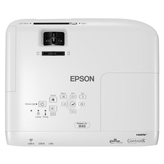 Epson PowerLite W49 WXGA 3LCD Classroom Projector top