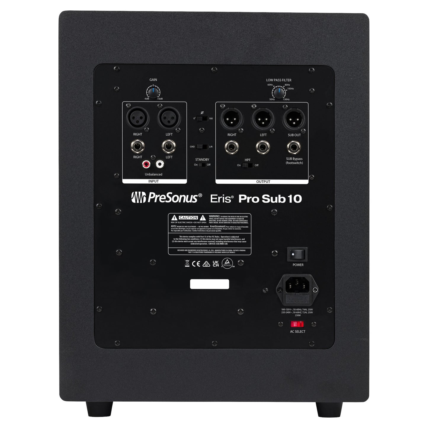 Presonus Eris Pro Sub 10 10-Inch Powered Studio Subwoofer back