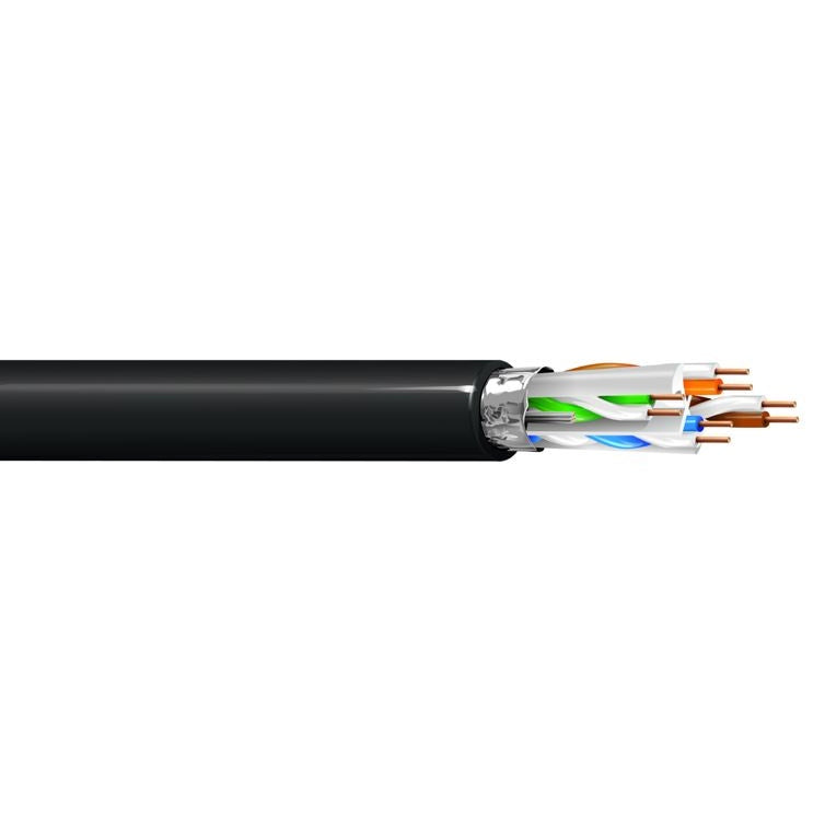 West Penn 4346AFBK0500 Cat 6A F/UTP Shielded LAN Cable 500 ft