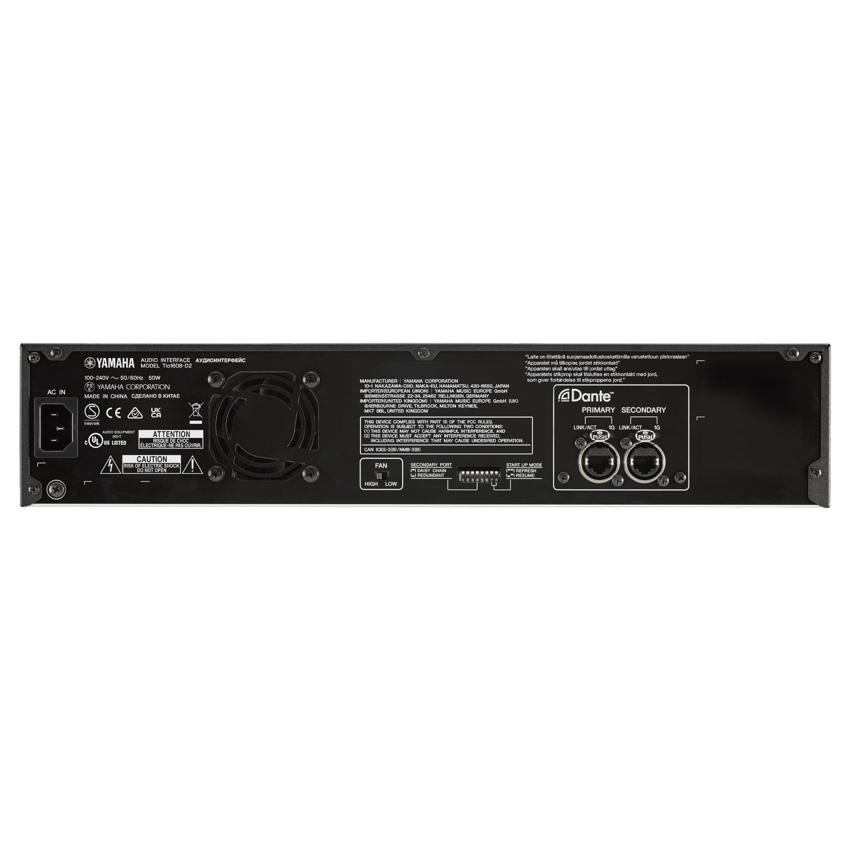 Yamaha TIO1608-D2 16-In 8-Out Dante Digital Stage Box back