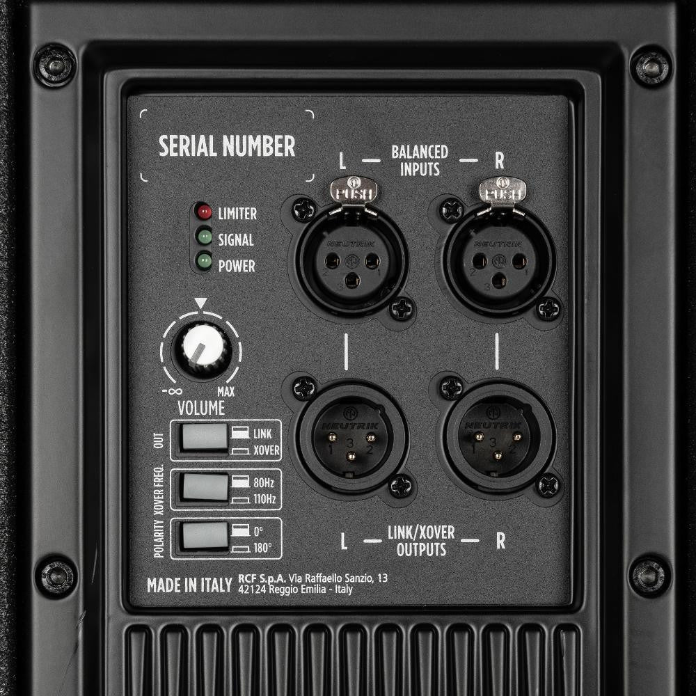 RCF SUB 708-AS MK3 18-Inch Powered Subwoofer back panel
