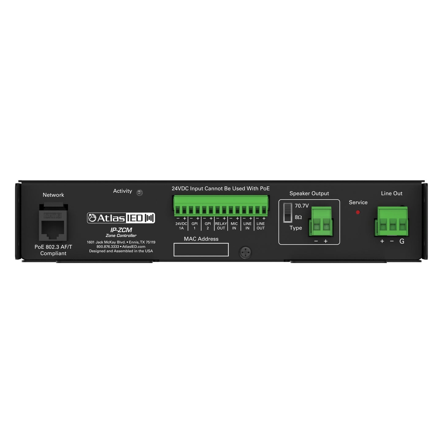 AtlasIED IP-ZCM1RMK Single PoE+ IP-to-Analog Gateway 15W