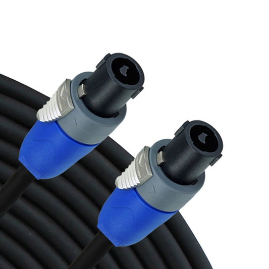 RapcoHorizon H16-25N2N2 speaker cable with two blue Speakon connectors on coiled black jacket