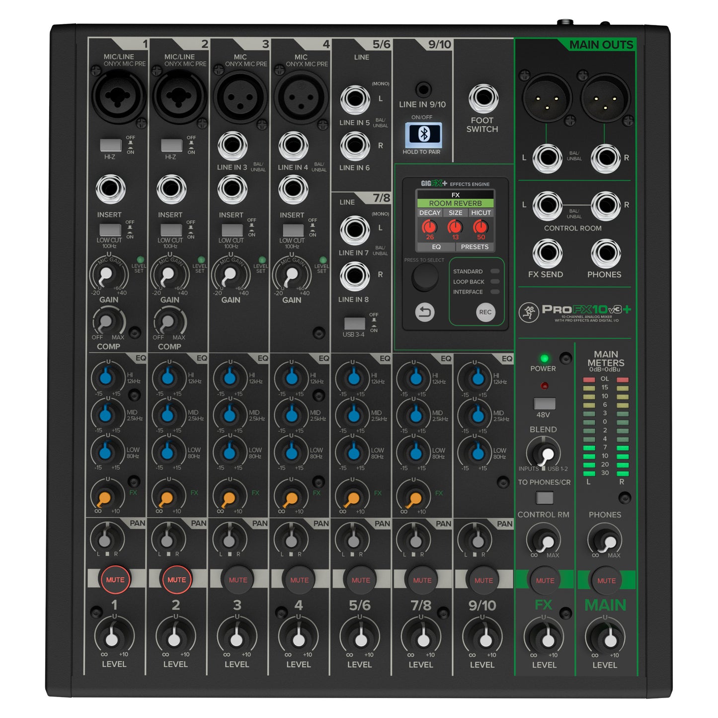 Mackie ProFX10v3+ 10-Channel Analog Mixer top