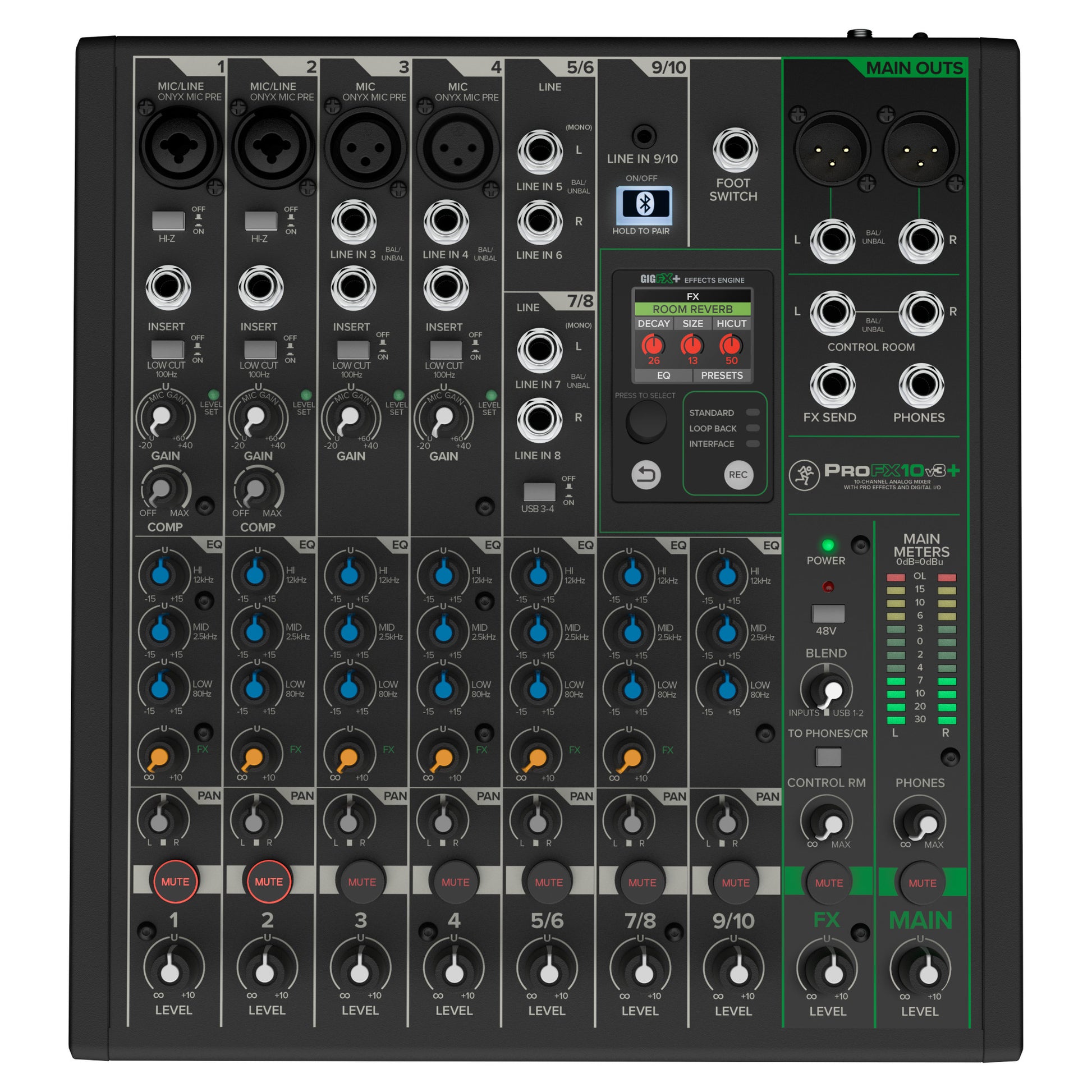 Mackie ProFX10v3+ 10-Channel Analog Mixer top