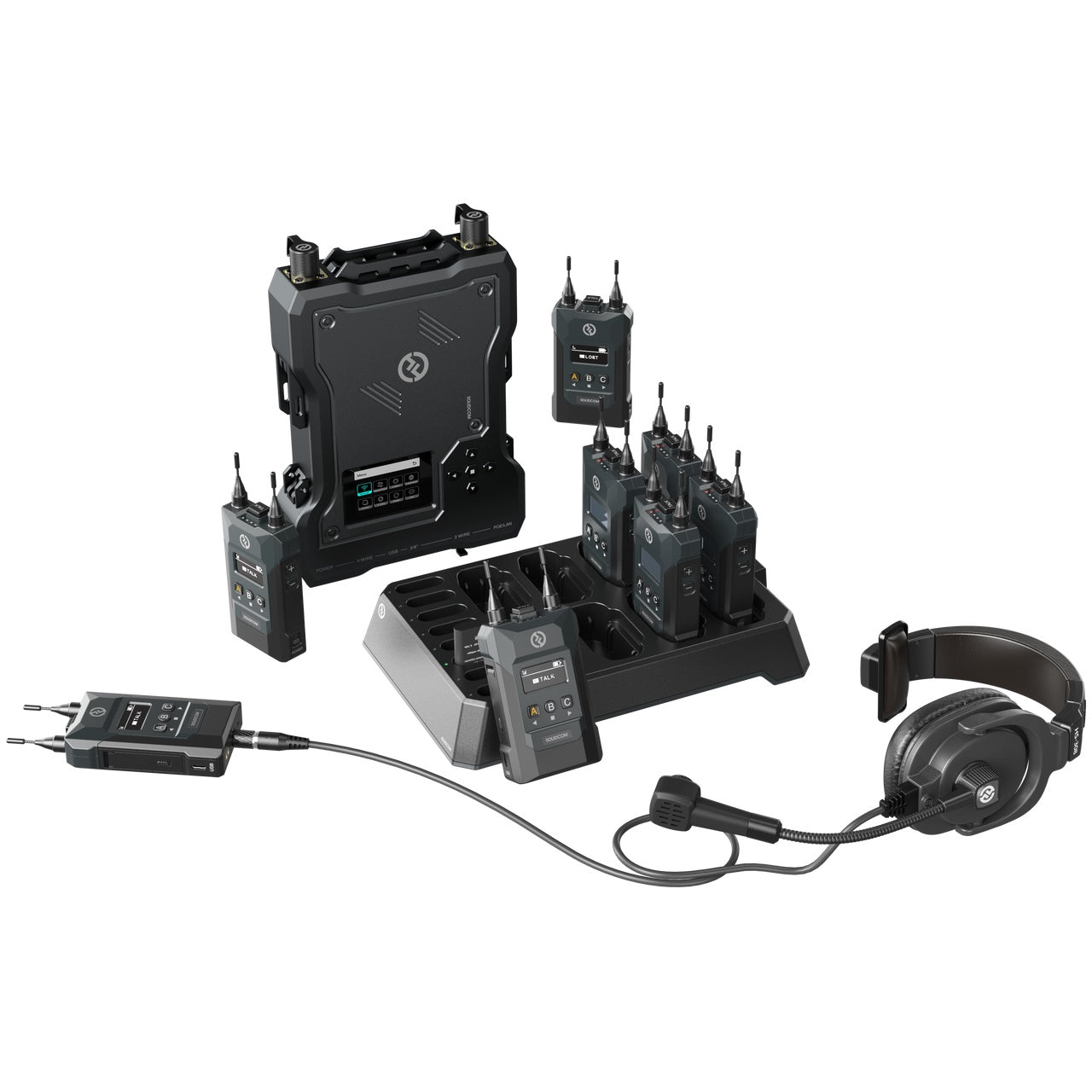 Hollyland Solidcom M1 Wireless Full-Duplex Intercom System With 8 Beltpacks | Dual Headset