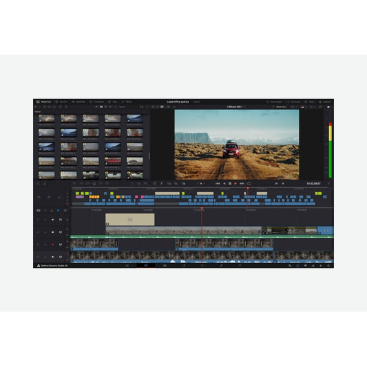 DaVinci Resolve Studio Cut page showing dual timeline, clip thumbnails, and viewer in editing software
