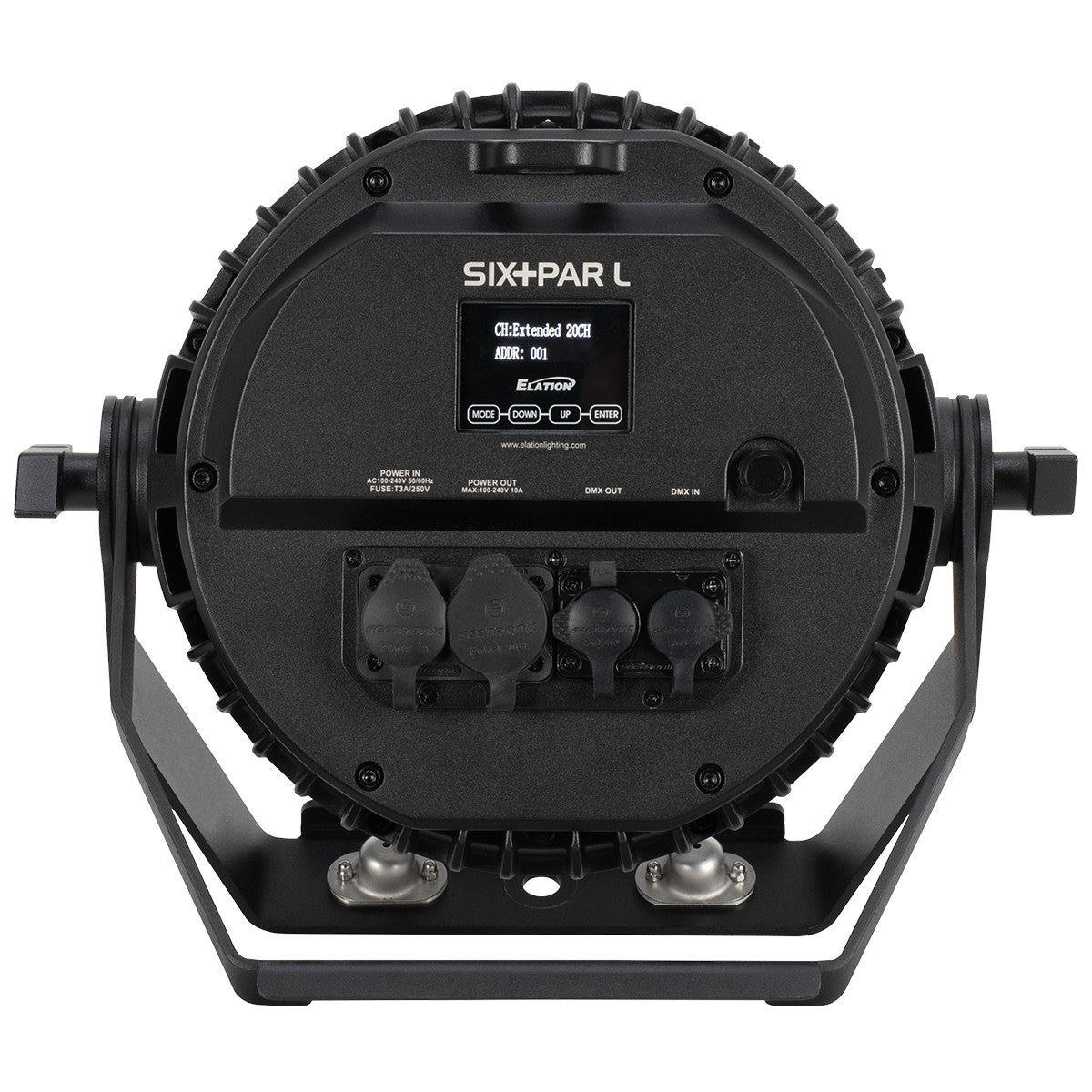 Elation SIX+ PAR L 14x20W RGBLA+UV IP65 LED Wash Light back with closed connections