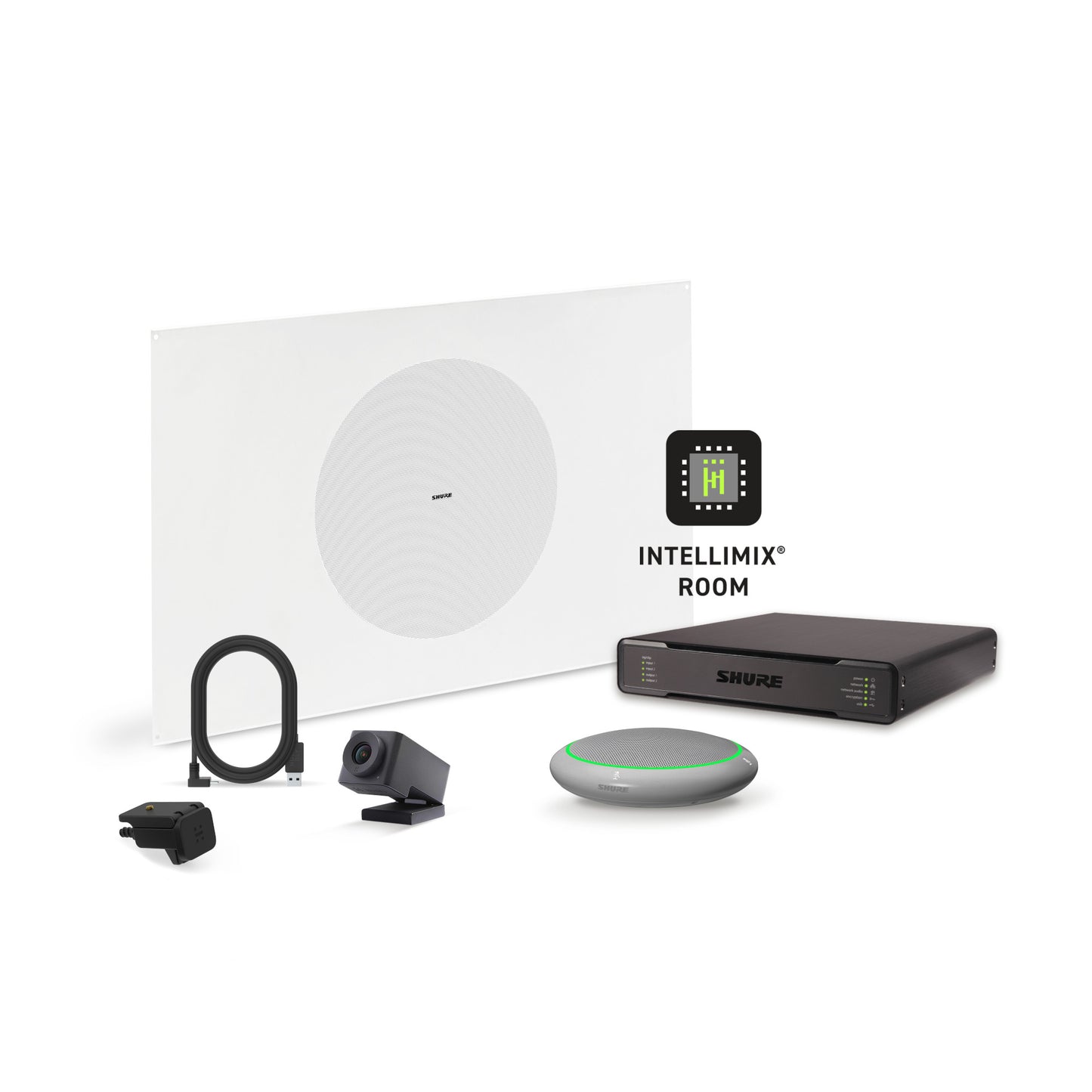 Shure Microflex Ecosystem 310P + Huddly Cam AV Conference Bundle aluminum