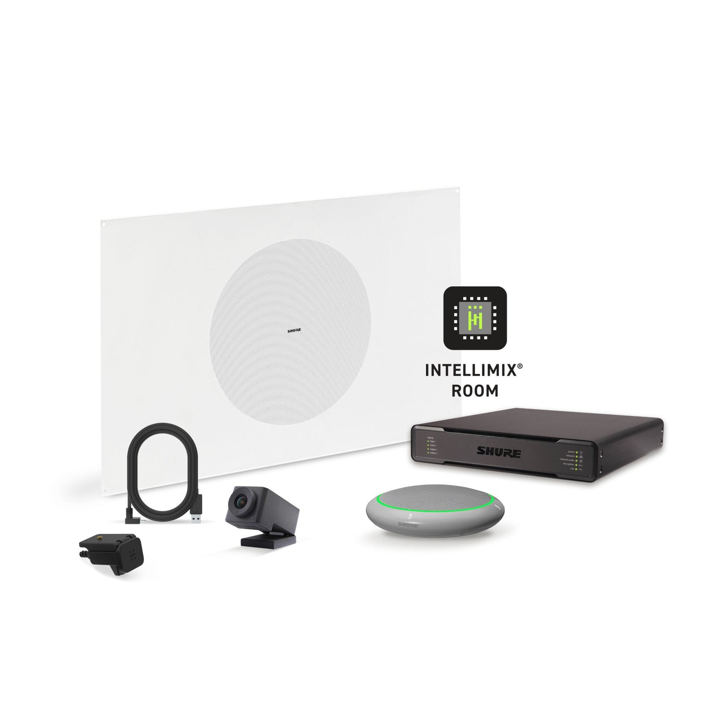 Shure Microflex Ecosystem 310P + Huddly Cam AV Conference Bundle aluminum