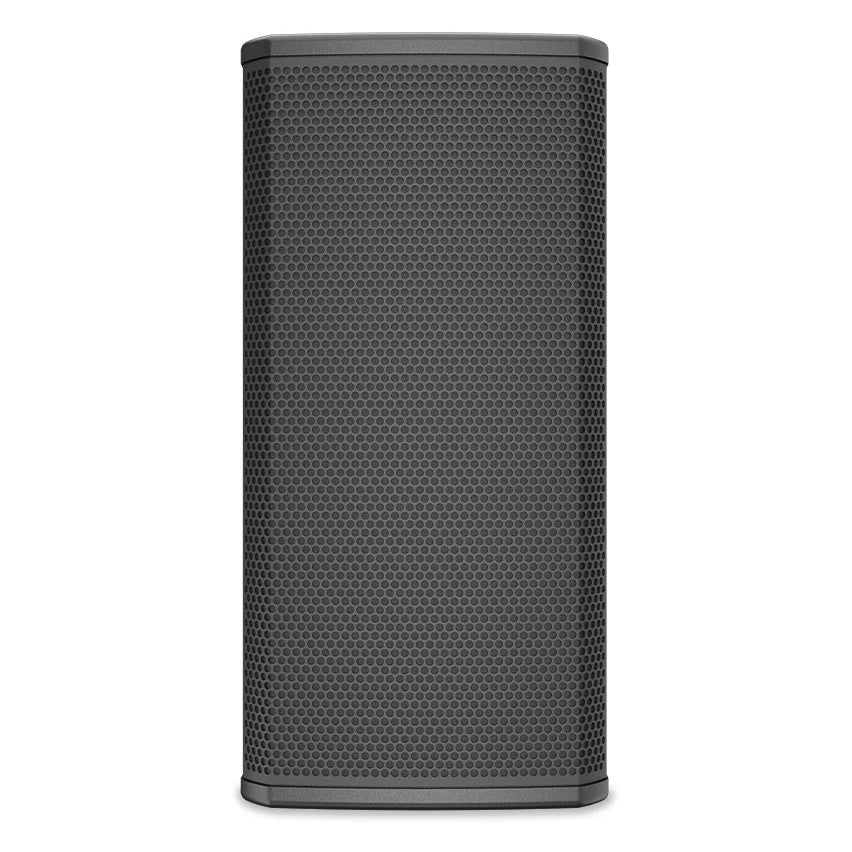 PL-DC8 straight-on front view of black install loudspeaker grille, Q-SYS