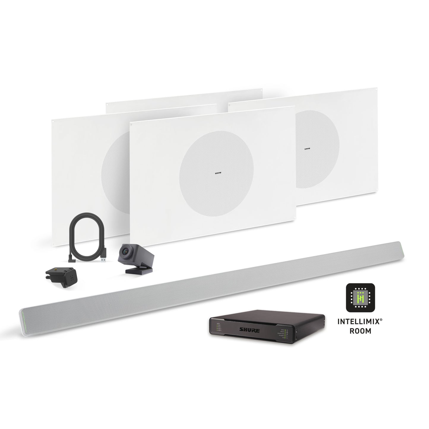 Shure Microflex Ecosystem 714P + Huddly Cam AV Conferencing Bundle | Color: White