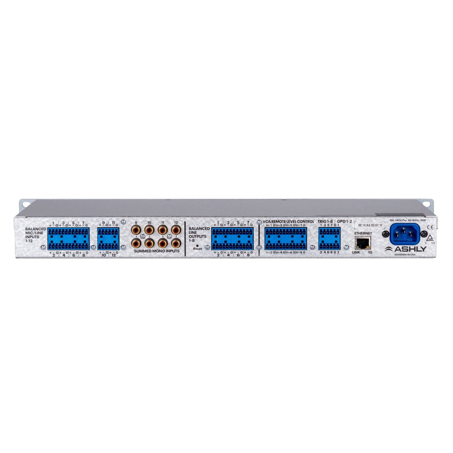 Ashly AQM1208 12x8 Networked DSP Audio Processor with Mic/Line Inputs