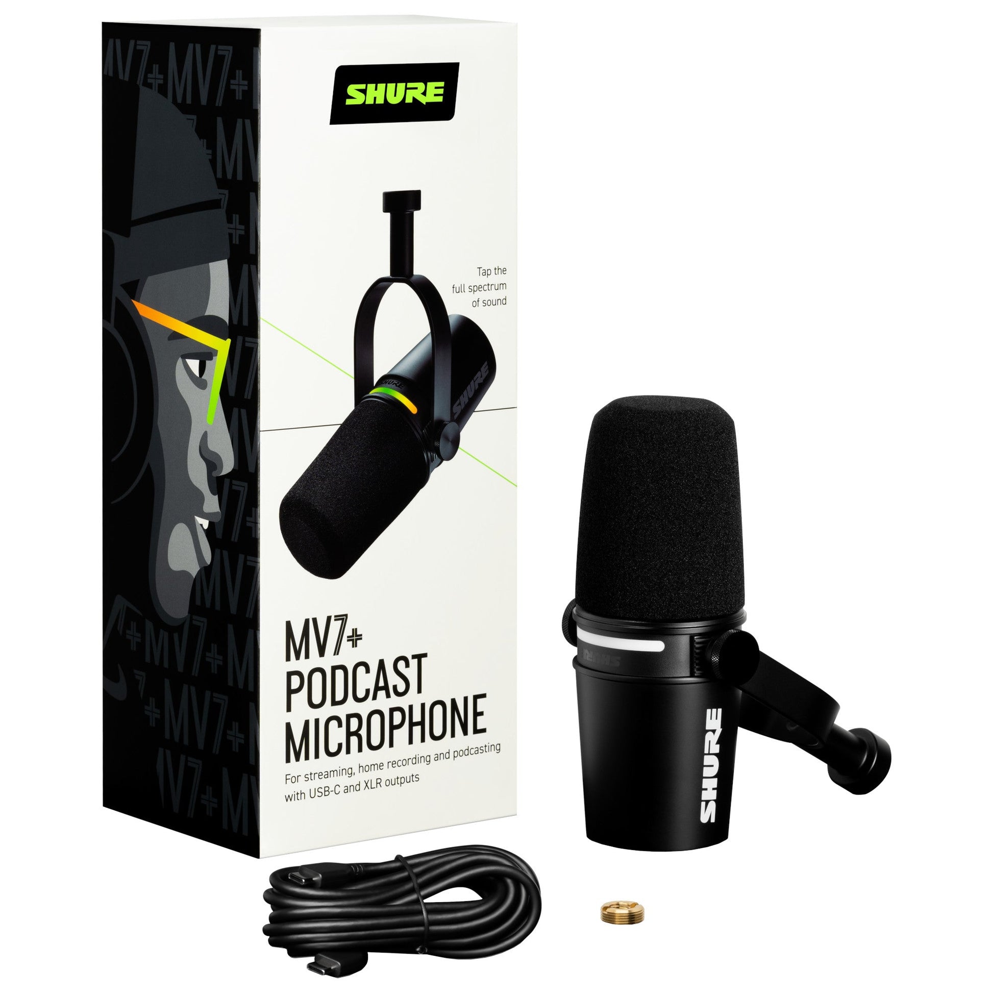 Shure MV7+ XLR/USB-C Hybrid Cardioid Dynamic Microphone components