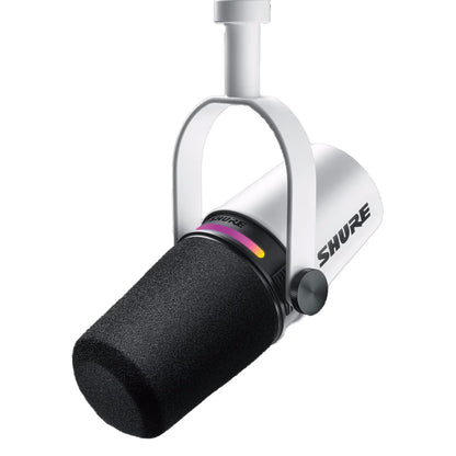 Shure MV7+ XLR/USB-C Hybrid Cardioid Dynamic Microphone, white