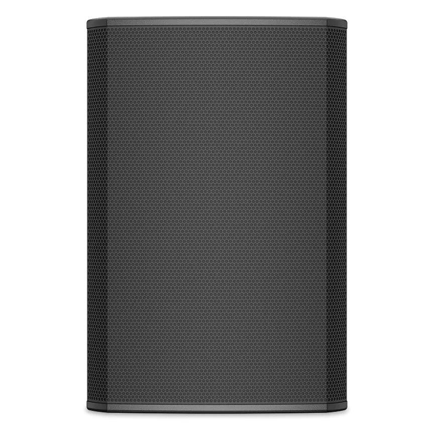 PL-CA15 straight-on front view of 15-inch two-way full-range install speaker in black, Q-SYS
