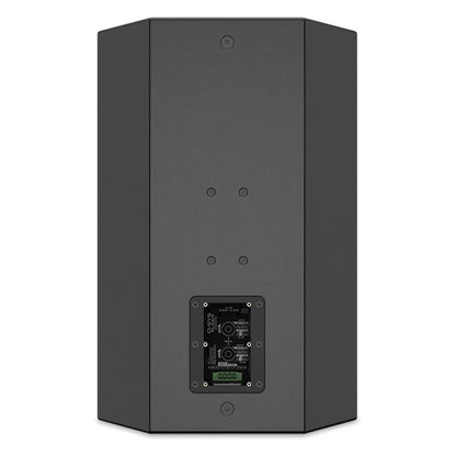 PL-CA15 back of cabinet showing recessed connector cup and suspension point hardware, Q-SYS