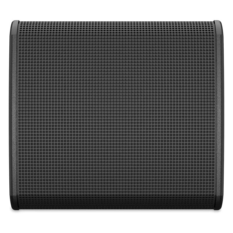 PL-CA5-BK front view with perforated metal grille covering the 5-inch coaxial driver, Q-SYS