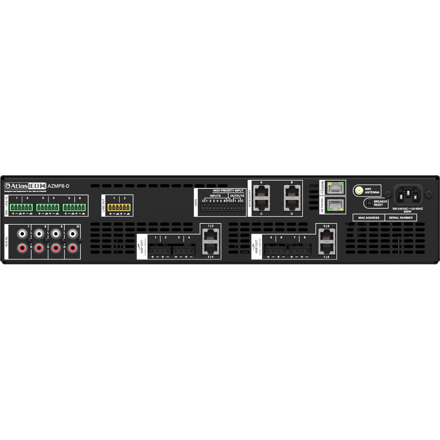 AtlasIED AZMP8-D 8-Zone Commercial Audio Processor With Dante