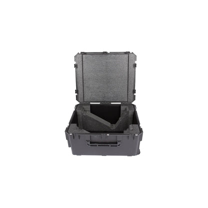 3i3026-15LV1 case front view of empty foam interior with contoured console and monitor cutouts, SKB