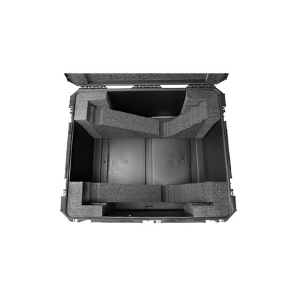 3i3026-15LV1 top-down view into empty case showing dual-compartment foam layout for console and screen, SKB