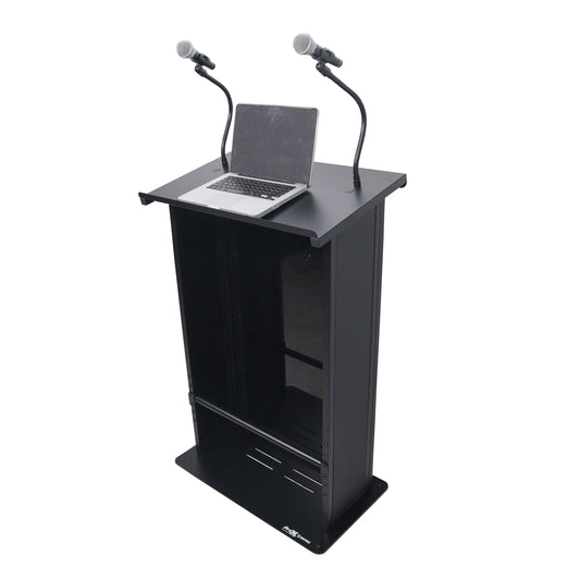 ProX X-MAESTROMEDIABL Maestro Media Lectern With TV Mount and Mic Stands