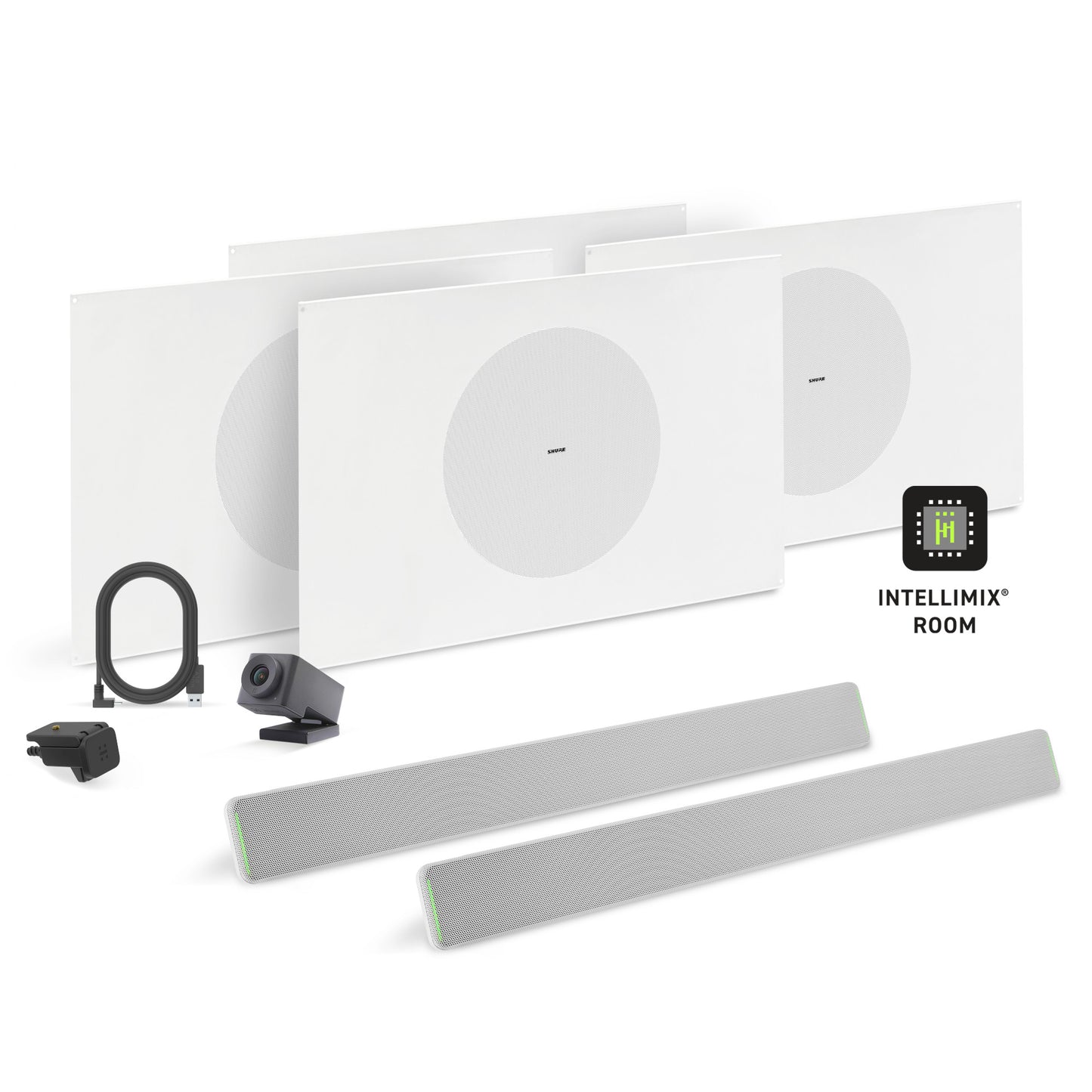Shure Microflex Ecosystem 712L + Huddly Cam AV Conferencing Bundle | Color: White