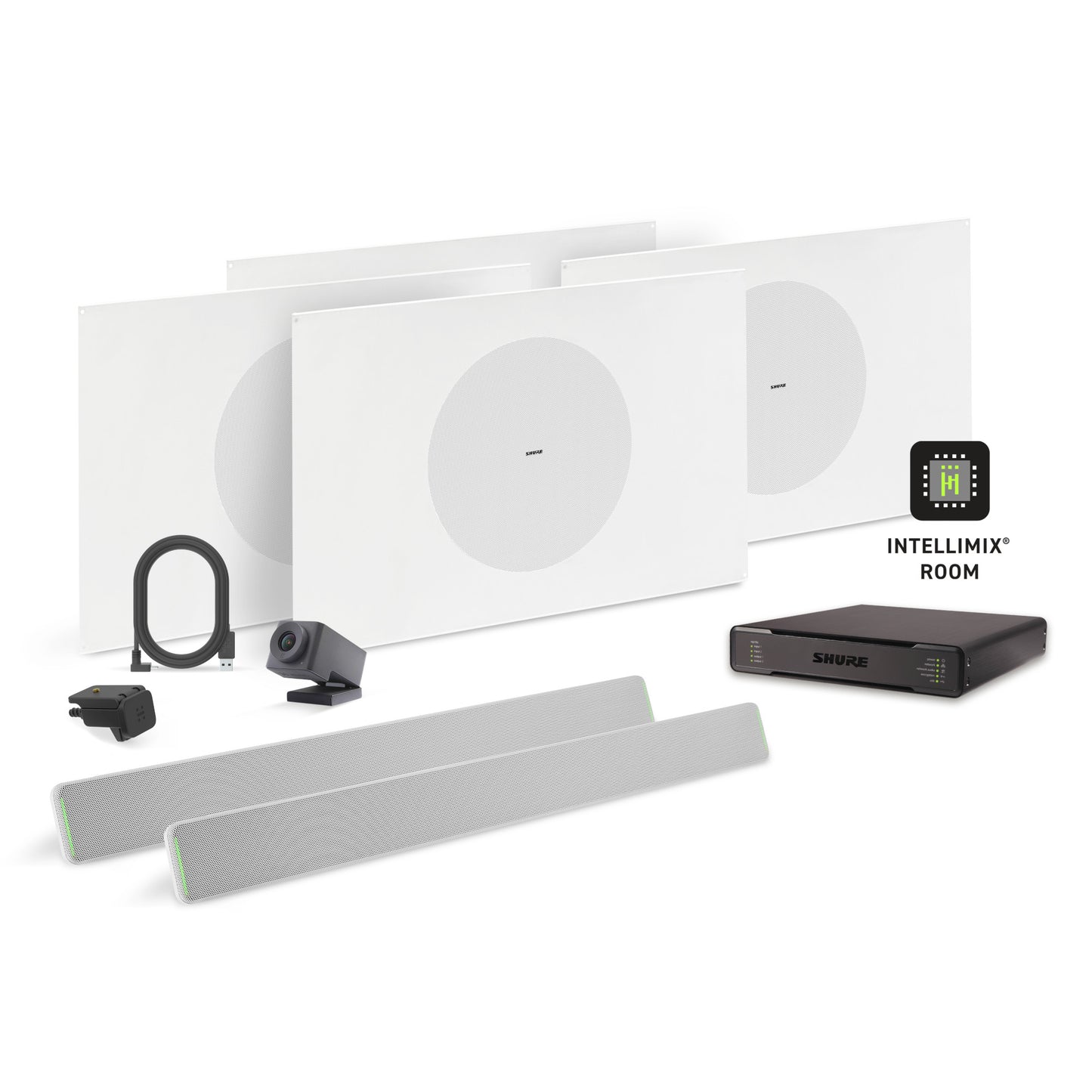 Shure Microflex Ecosystem 712X + Huddly Cam AV Conferencing Bundle | Color: White