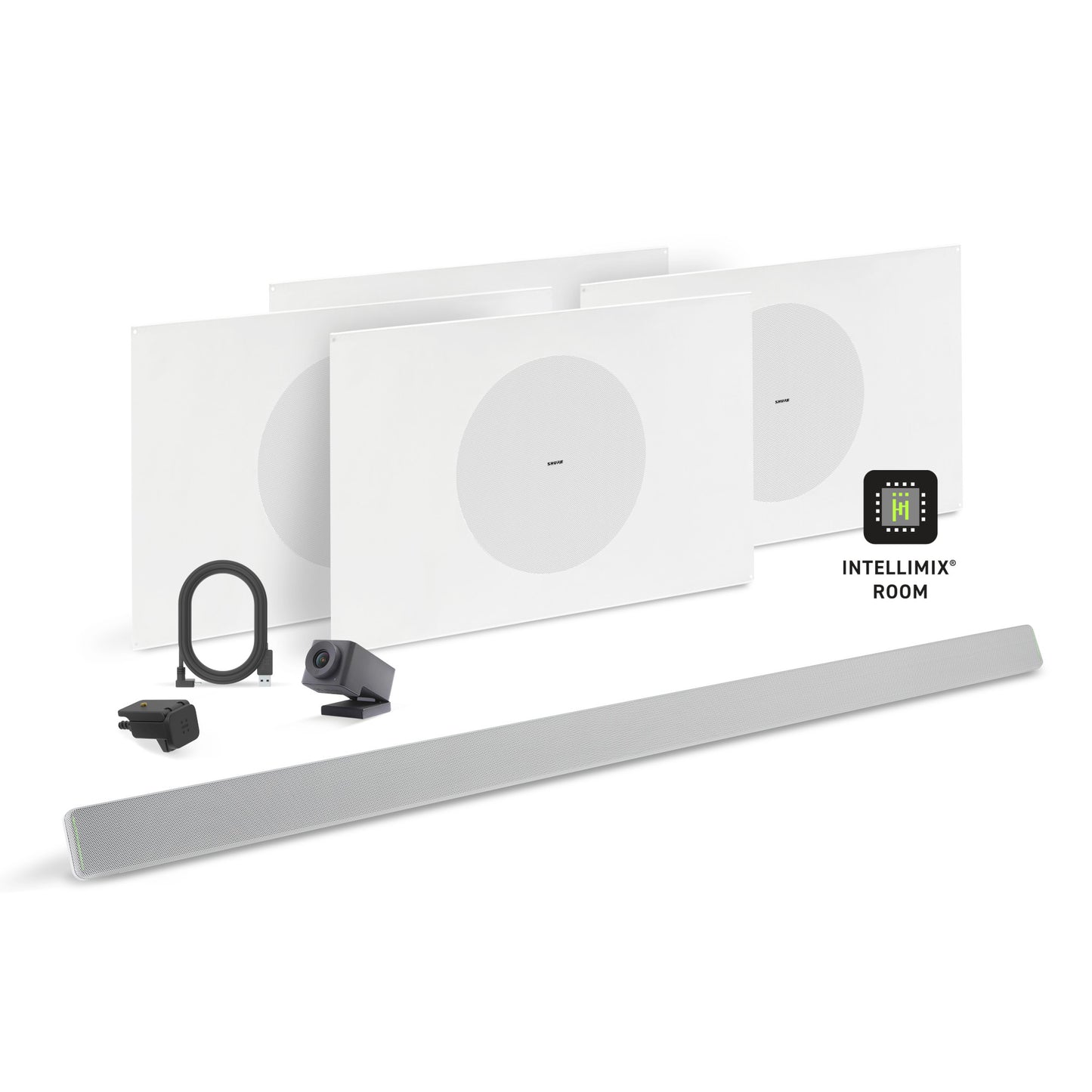 Shure Microflex Ecosystem 714M + Huddly Cam AV Conferencing Bundle | Color: White
