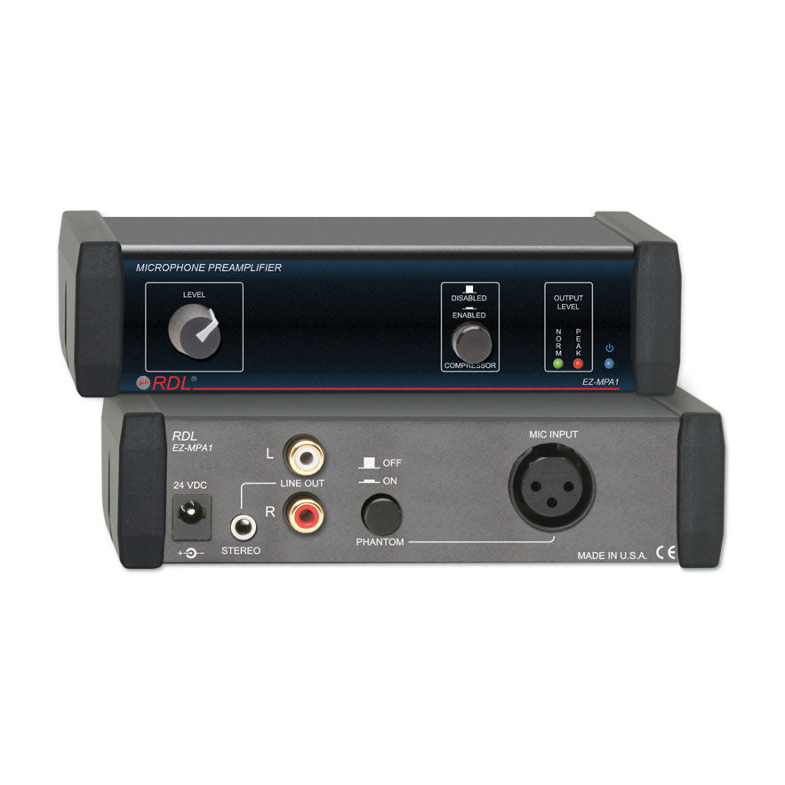 RDL EZ-MPA1 Microphone Preamplifier - Stereo Output with Compressors
