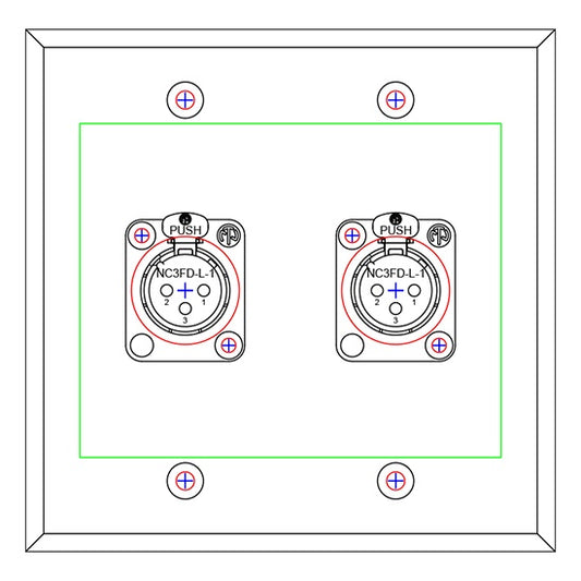 ProCo Sound DP-2DFN Double Gang Stainless Steel Wall Plate