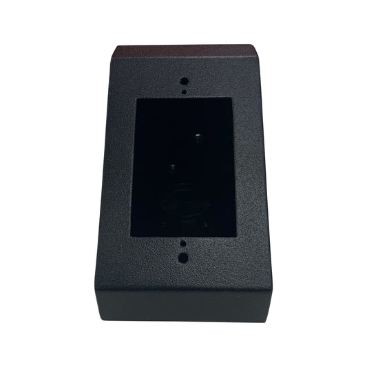 Ace Backstage 147G1BK table top control panel mount, front view of 1-gang cutout in black textured housing