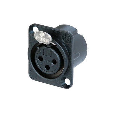 Neutrik NC3FD-LX-BAG DLX Series 3-Pole Female XLR Panel Mount Receptacle | Black/Silver