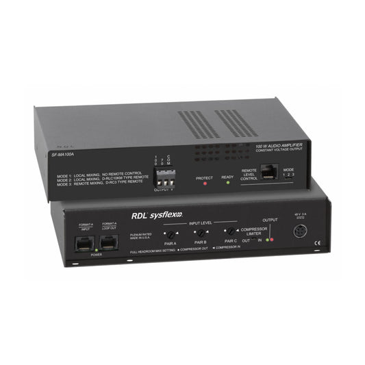 RDL SF-MA100A Format-A to 100 W Mono Audio Mixer-Amplifier - 70 V or 100 V