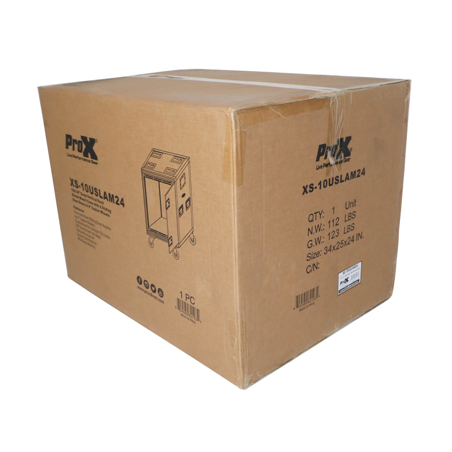 ProX Vertical Rack Shock Mount Case with Sliding Slam Doors | 10U | 24 in