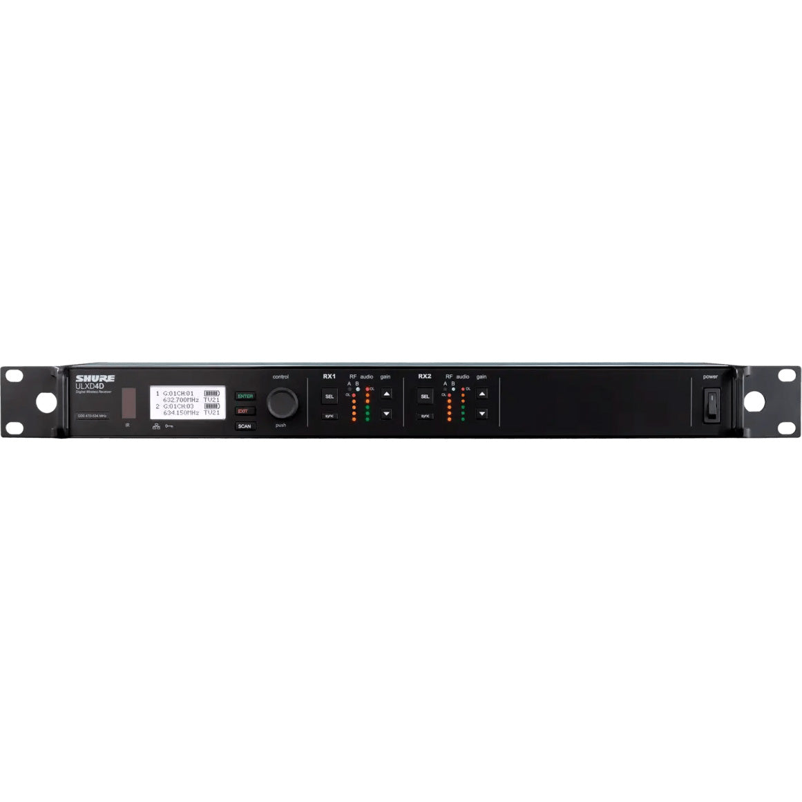 Shure ULXD4DGV Dual-Channel Digital Wireless Receiver | Frequency: G57 (470-616 MHz)