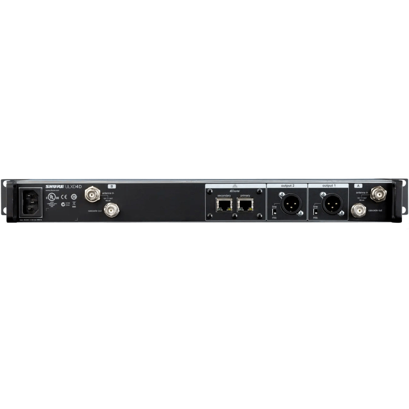 Shure ULXD4DGV Dual-Channel Digital Wireless Receiver | Frequency: G57 (470-616 MHz)
