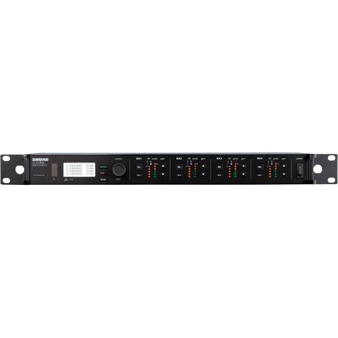 Shure ULXD4QGV Quad-Channel Digital Wireless Receiver | Frequency: G57 (470-616 MHz)