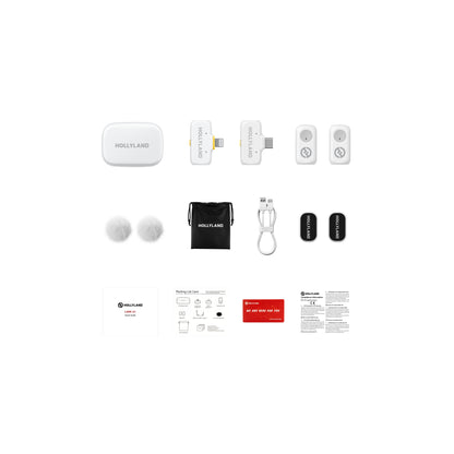 Hollyland LARK A1 Combo Wireless Microphone System With Dual Transmitters | White