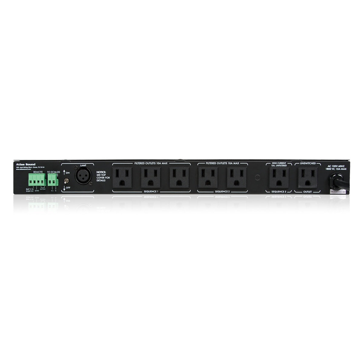 AtlasIED ECS-3 15A Rack Power Sequencer and Conditioner