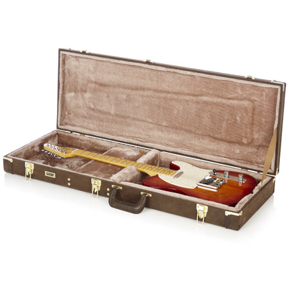 Gator GW-ELECT-VIN Electric Guitar Deluxe Wood Case In Vintage Brown