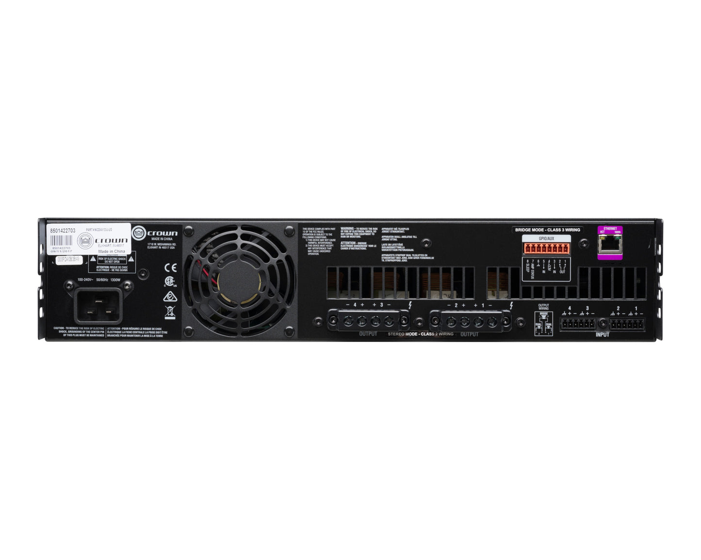 Crown CDi 4|1200 4-Channel 70V Power Amplifier back