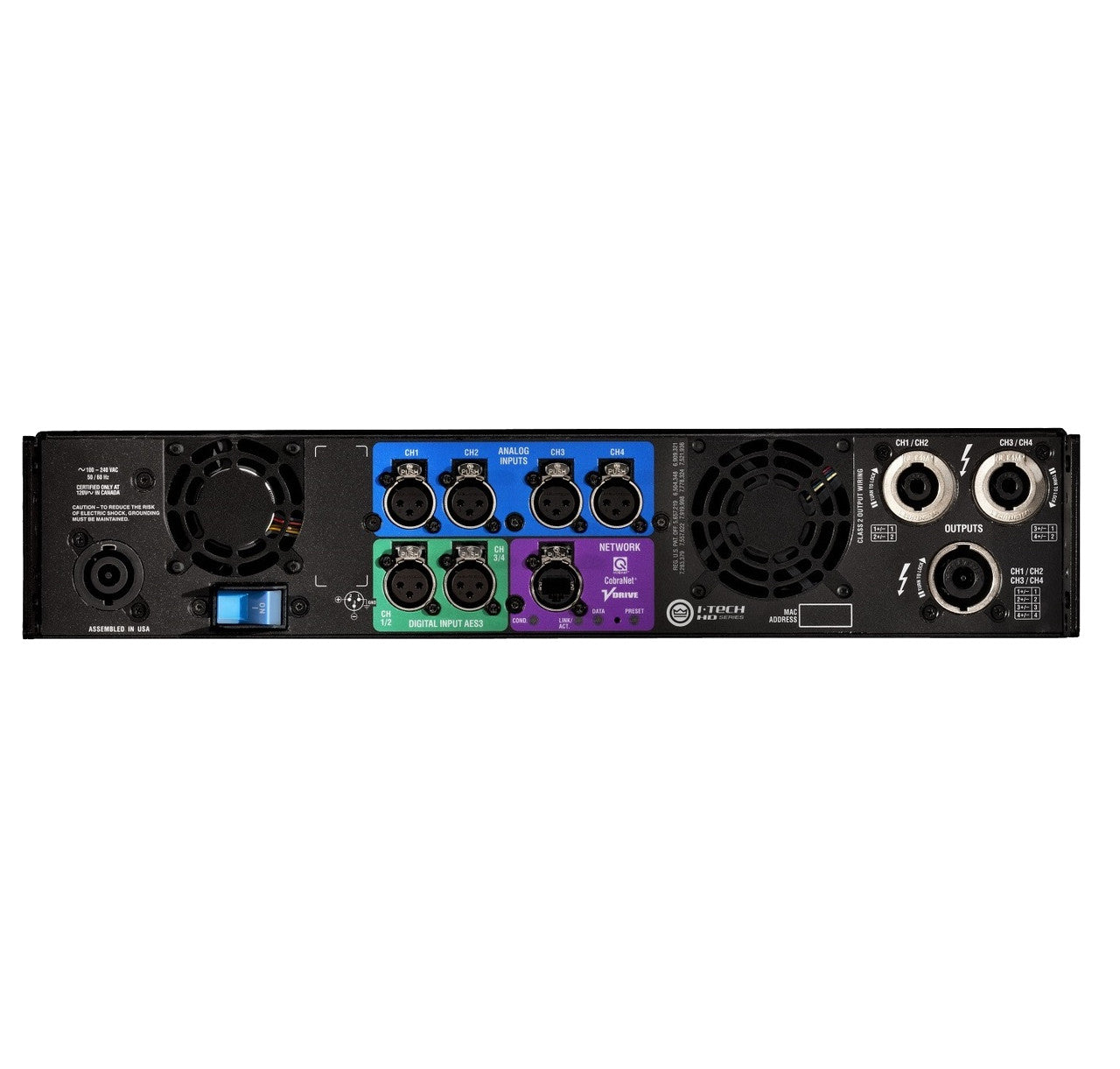Crown I-Tech 4x3500HDS Power Amplifier with Speakon Connectors back