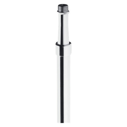 MS25 professional mic stand upper shaft detail showing chrome air suspension tube and 5/8-27 threaded mic mount, AtlasIED