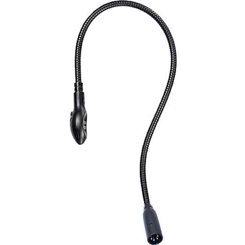 AH-LEDLAMP-SX gooseneck LED lamp full view showing flexible braided shaft, dimmer-equipped lamp head and 4-pin XLR connector, Allen & Heath
