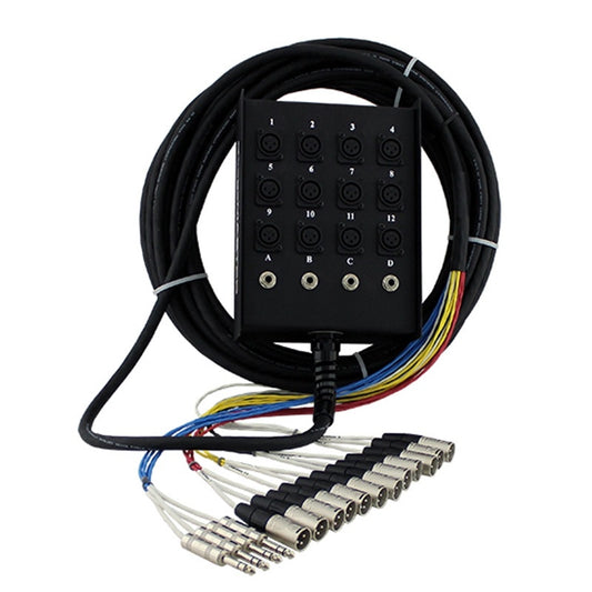 ProCo Sound SMC StageMASTER snake with 12 XLR inputs and four 1/4" returns on coiled cable