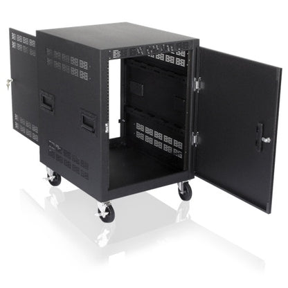 AtlasIED 14RU Mobile Equipment Rack With Caters and Side Handles | 25" | Casters, and Side Handles