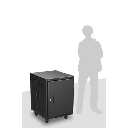 AtlasIED 14RU Mobile Equipment Rack With Caters and Side Handles | 25" | Casters, Side Handles, and Solid Doors