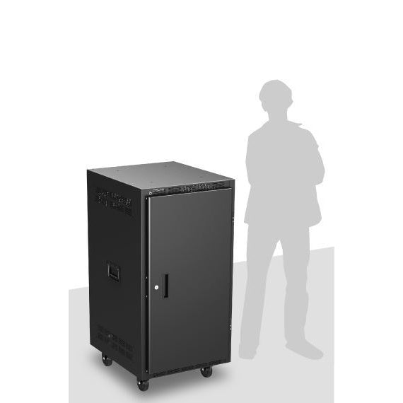 AtlasIED RX21 Mobile Equipment Rack 21RU EIA-Compliant Steel Cabinet | 25" | Casters, Side Handles, and Solid Doors